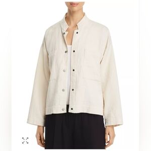 Eileen Fisher Organic Cotton Utility Jacket Ivory Off White Petite Medium